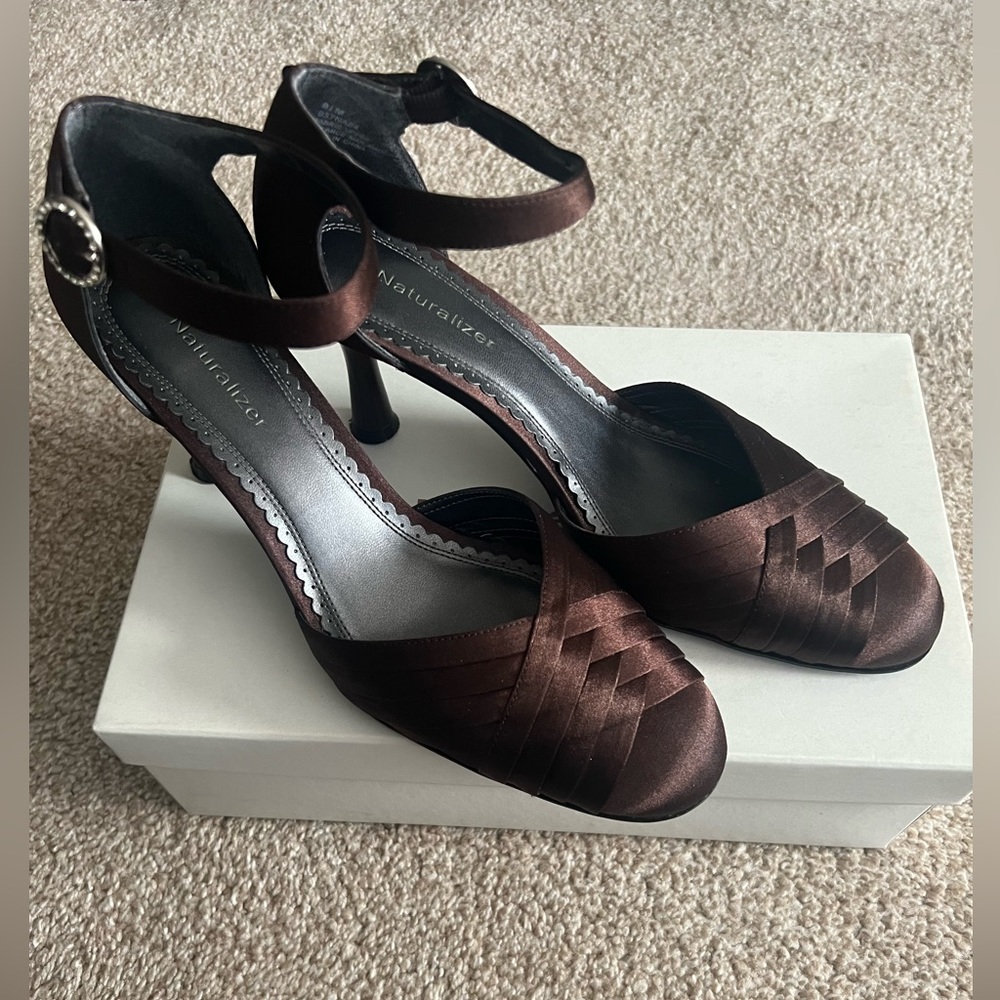 Carly Brown Satin Heels